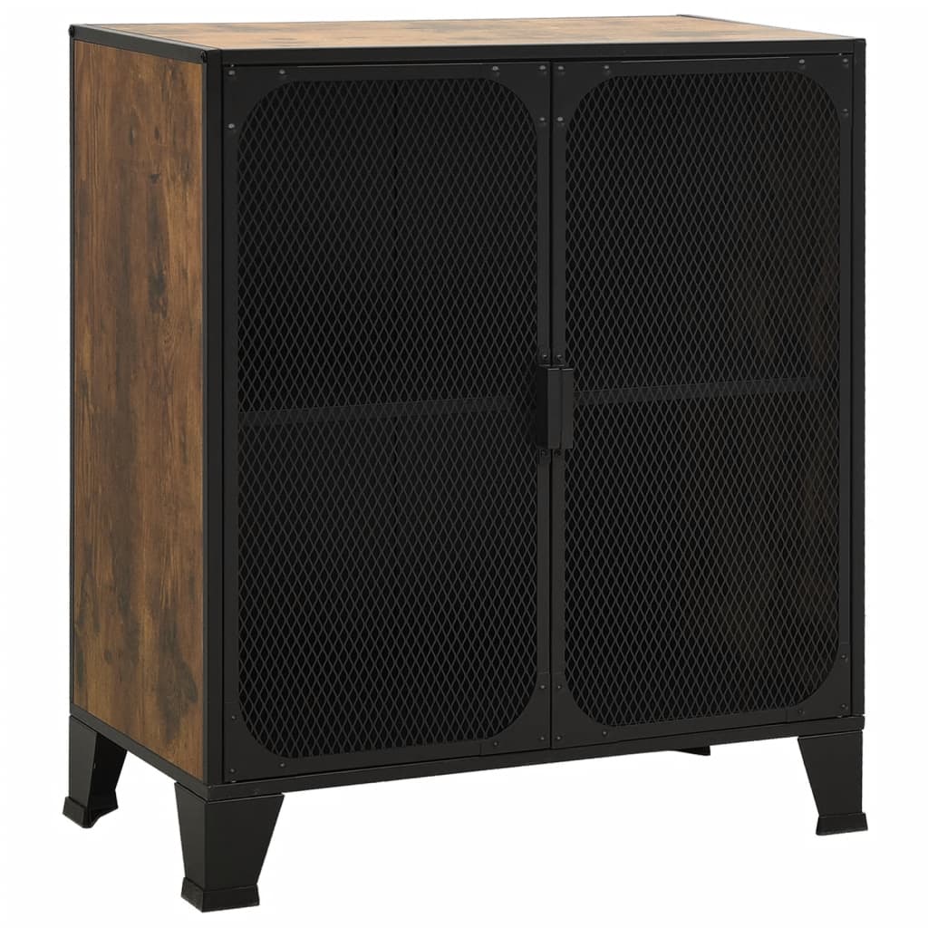Oppbevaringsskap 2 stk rustikk brun 72x36x82 cm metall og MDF
