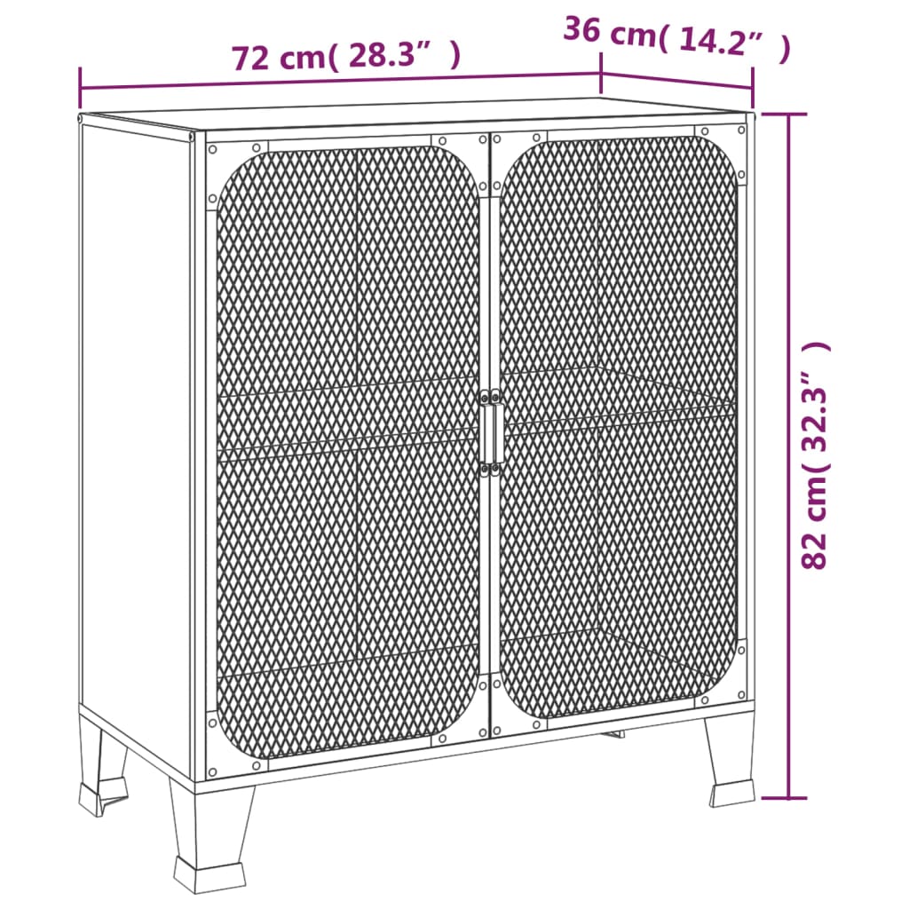 Oppbevaringsskap 2 stk rustikk brun 72x36x82 cm metall og MDF