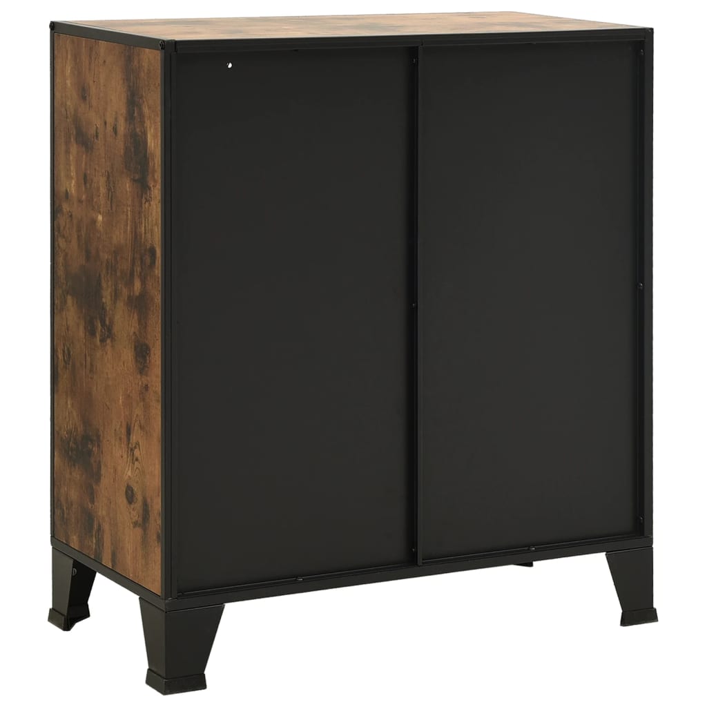 Oppbevaringsskap 2 stk rustikk brun 72x36x82 cm metall og MDF