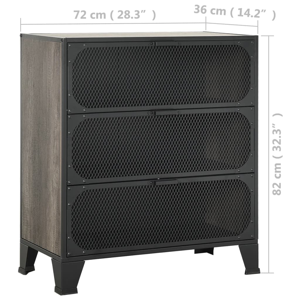 Oppbevaringsskap 2 stk grå 72x36x82 cm metall og MDF