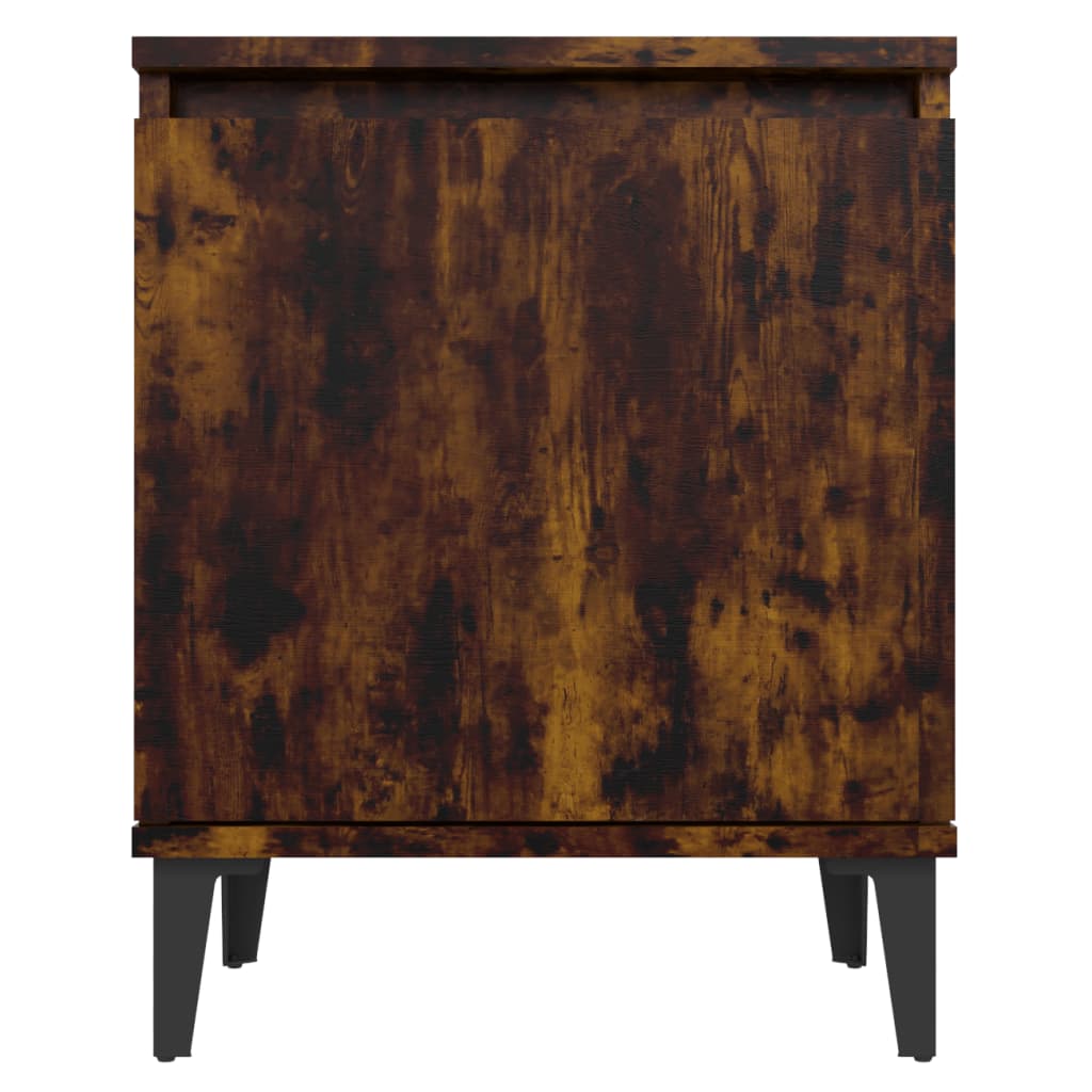 Nattbord med metallben røkt eik 40x30x50 cm