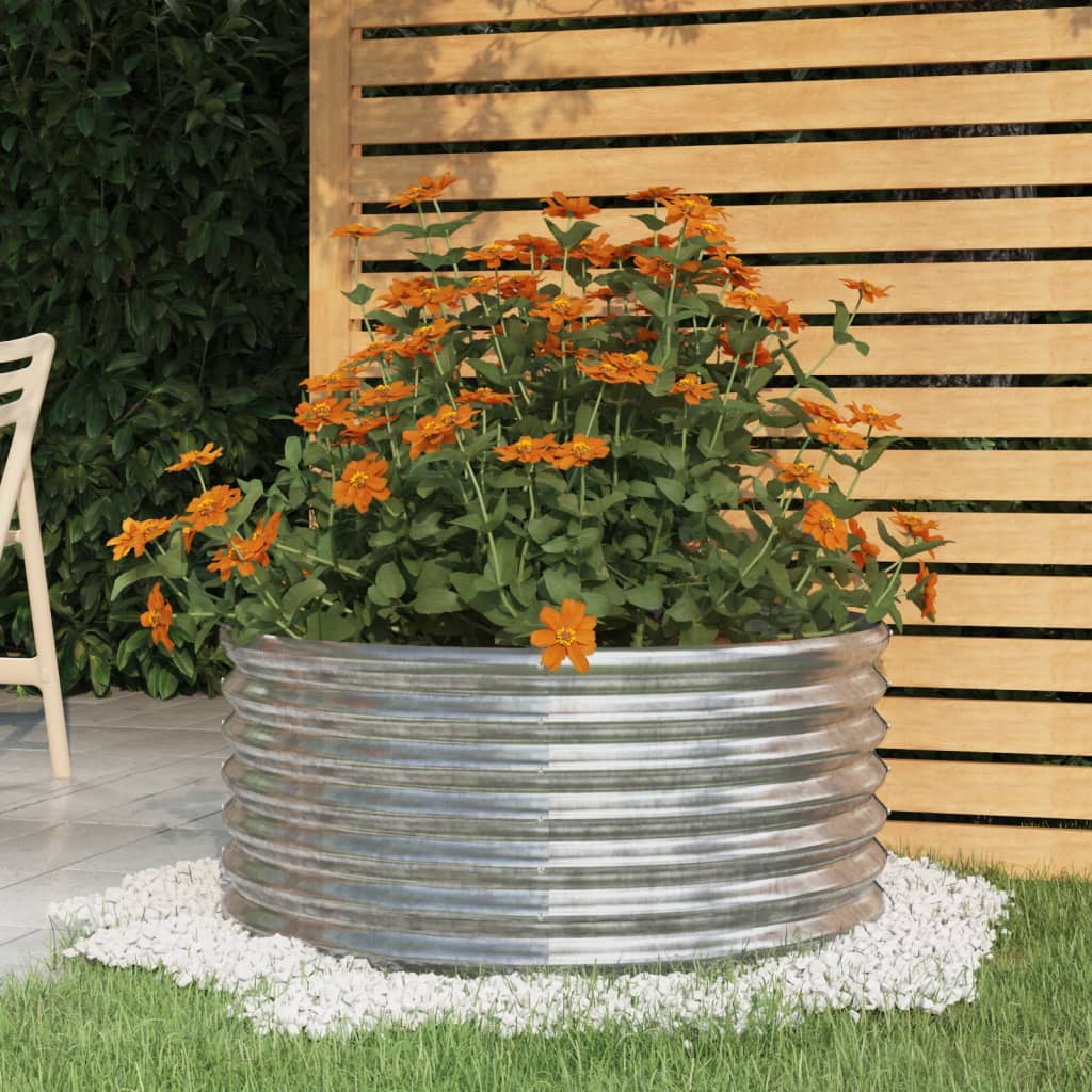 Plantekasse galvanisert stål 80x80x36 cm sølv