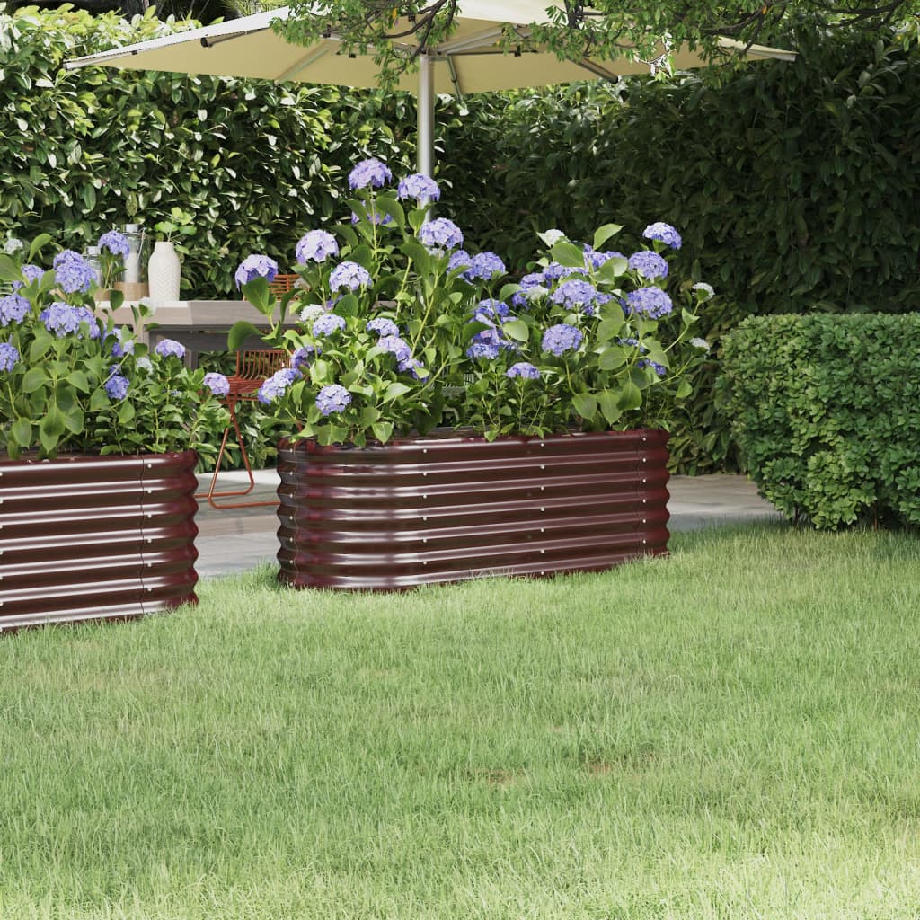 Høybed galvanisert stål 114x40x36 cm brun