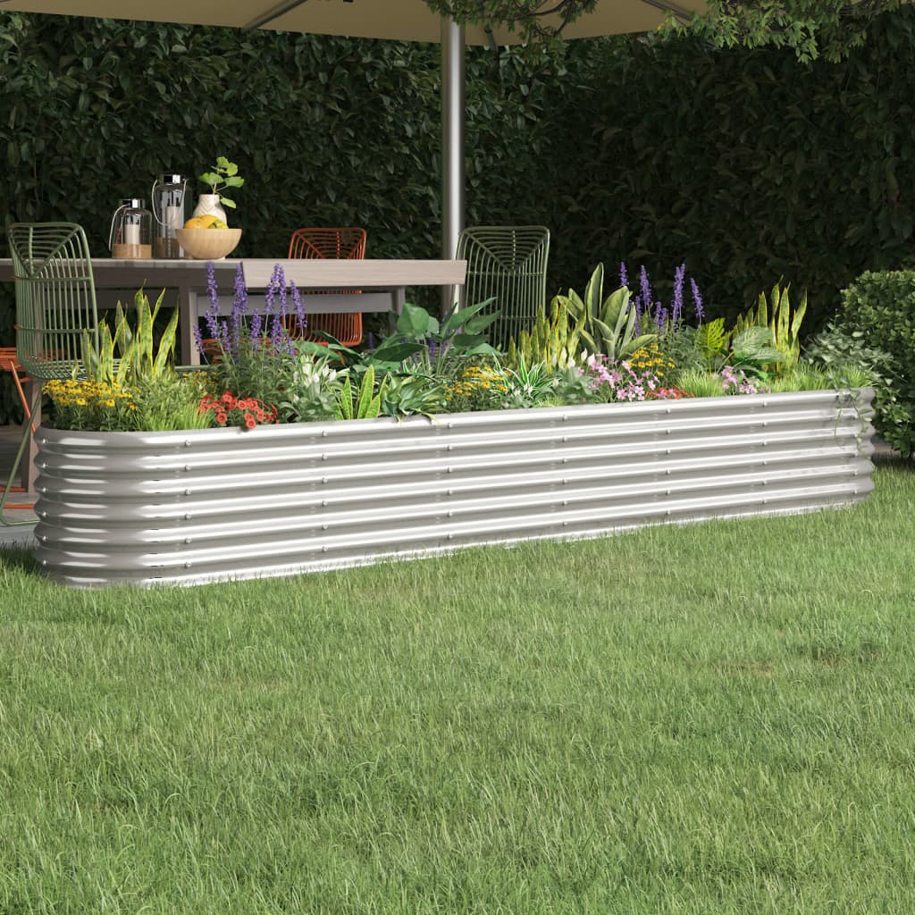 Høybed galvanisert stål 260x40x36 cm sølv