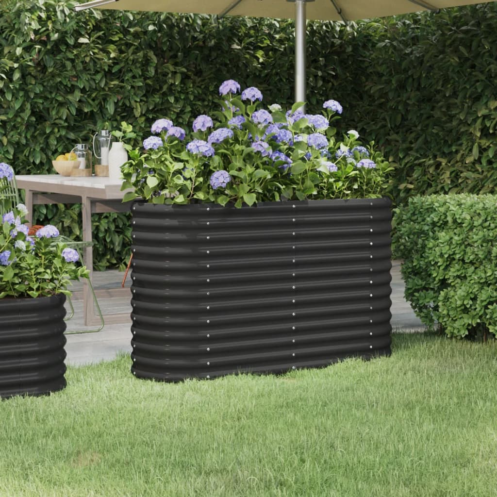 Høybed galvanisert stål 114x40x68 cm antrasitt