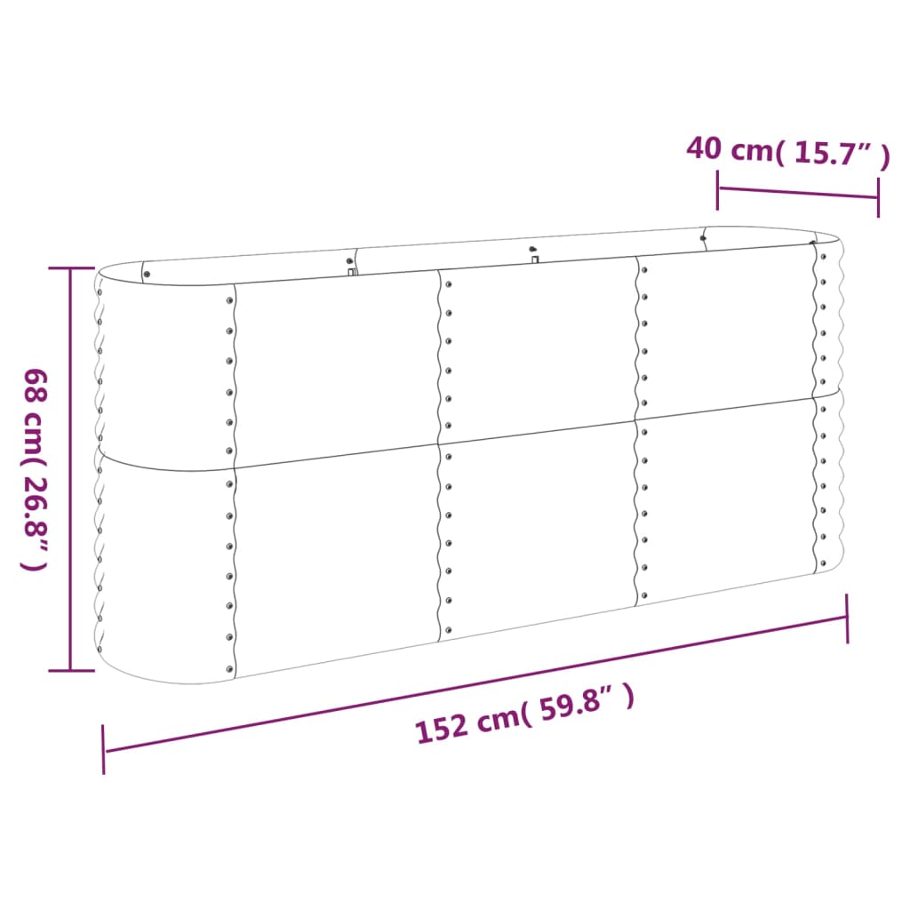 Plantekasse galvanisert stål 152x40x68 cm grønn