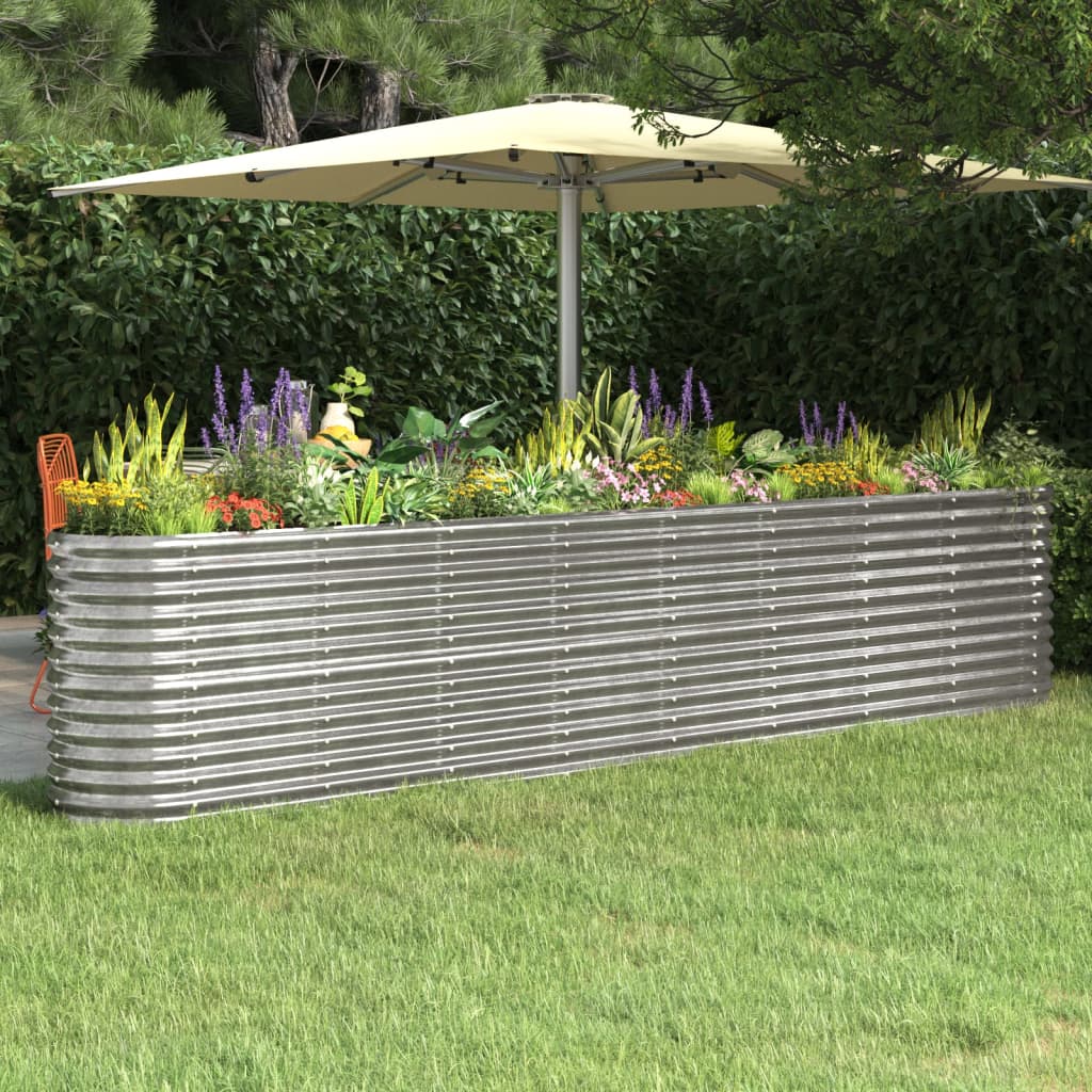 Høybed galvanisert stål 332x40x68 cm sølv