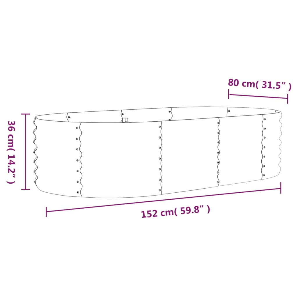 Høybed galvanisert stål 152x80x36 cm grønn