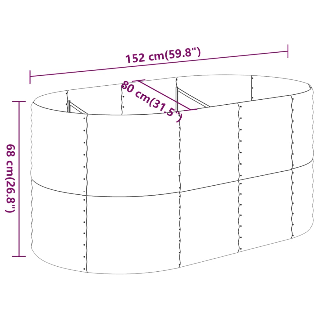 Høybed galvanisert stål 152x80x68 cm grønn