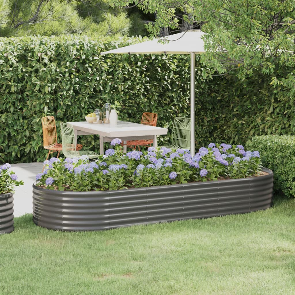 Høybed galvanisert stål 249x100x36 cm grå