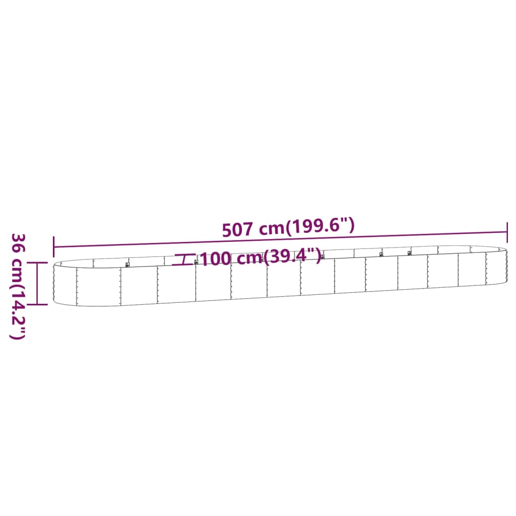 Høybed galvanisert stål 507x100x36 cm grønn
