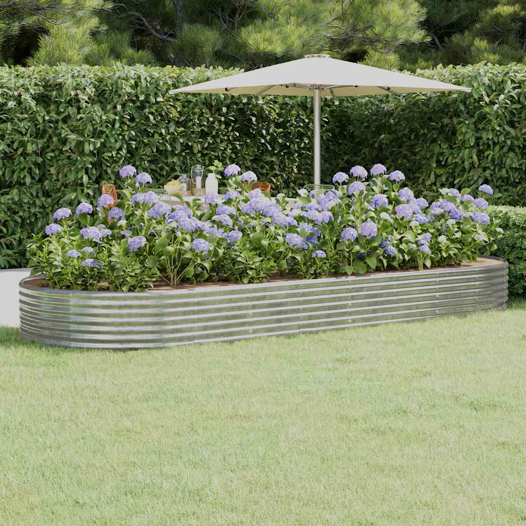 Høybed galvanisert stål 373x140x36 cm sølv