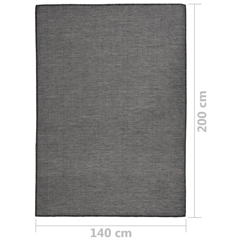 Utendørs flatvevd teppe 140x200 cm grå