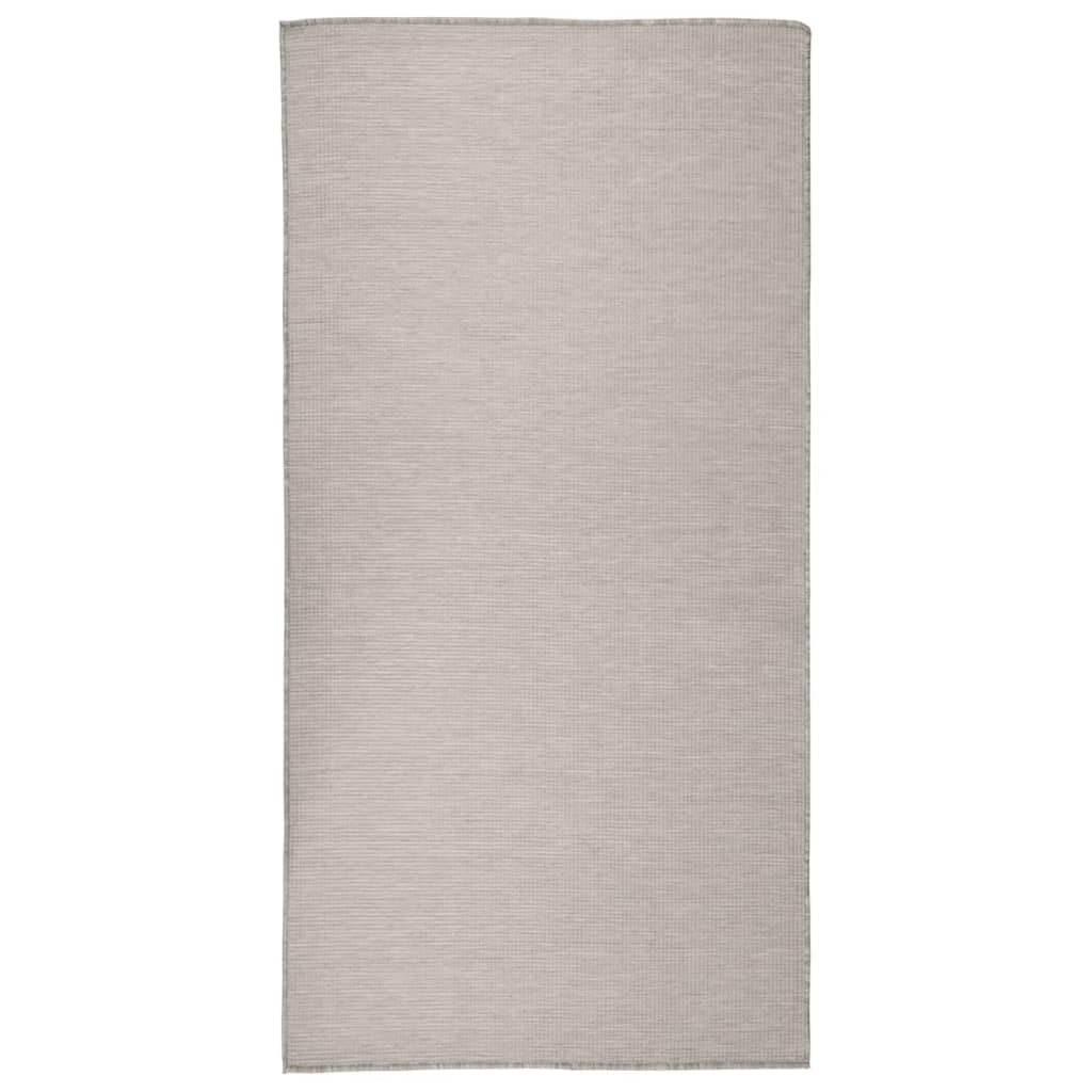 Utendørs flatvevd teppe 100x200 cm lysegrå