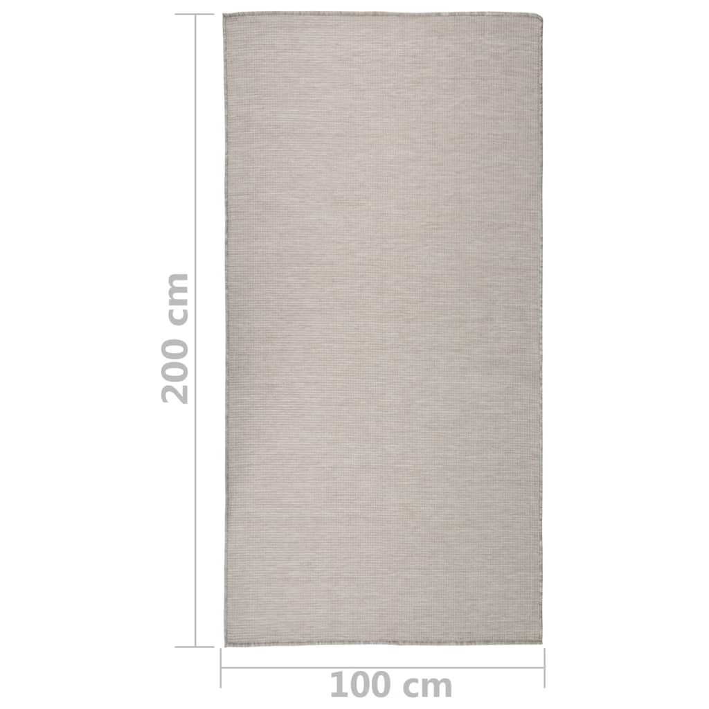 Utendørs flatvevd teppe 100x200 cm lysegrå