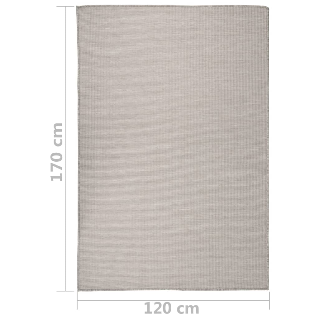 Utendørs flatvevd teppe 120x170 cm lysegrå