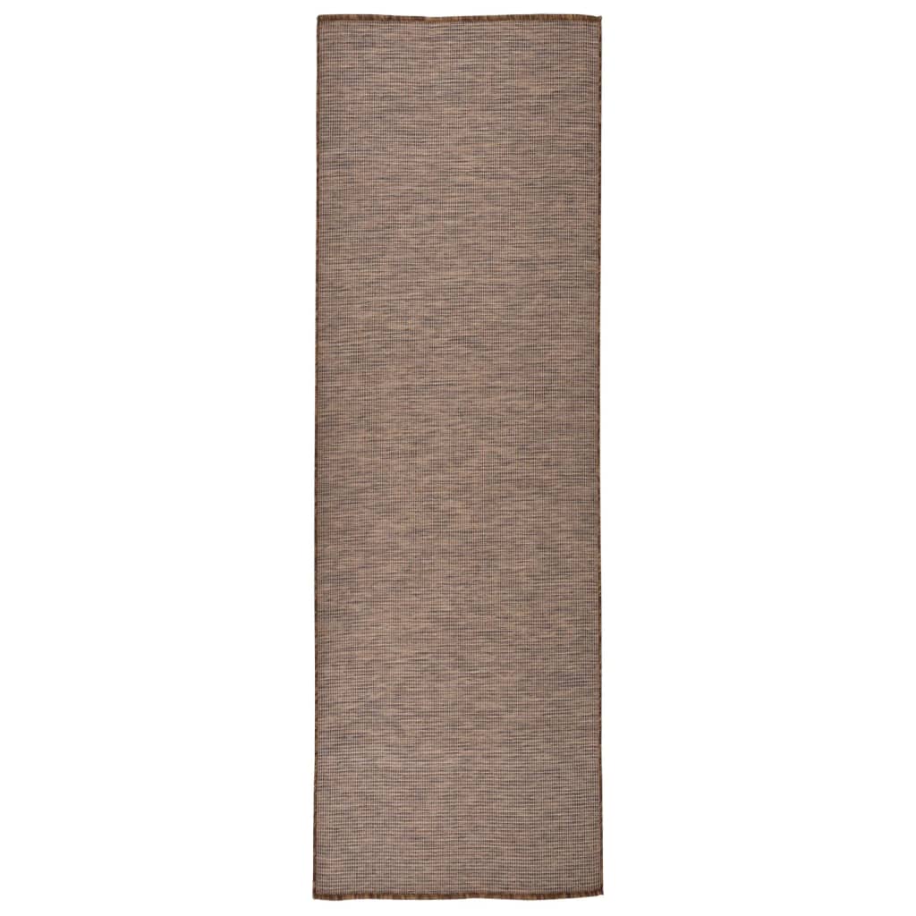 Utendørs flatvevd teppe 80x250 cm brun