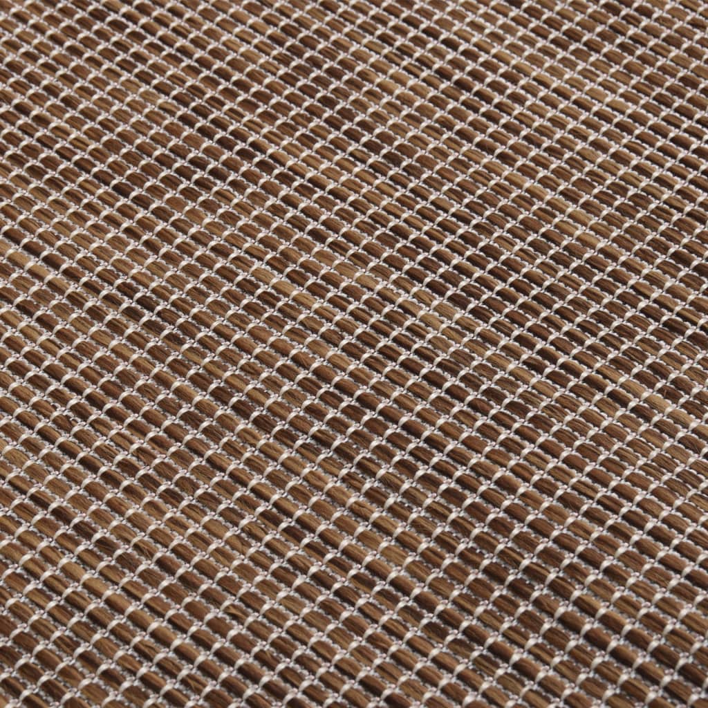 Utendørs flatvevd teppe 80x250 cm brun