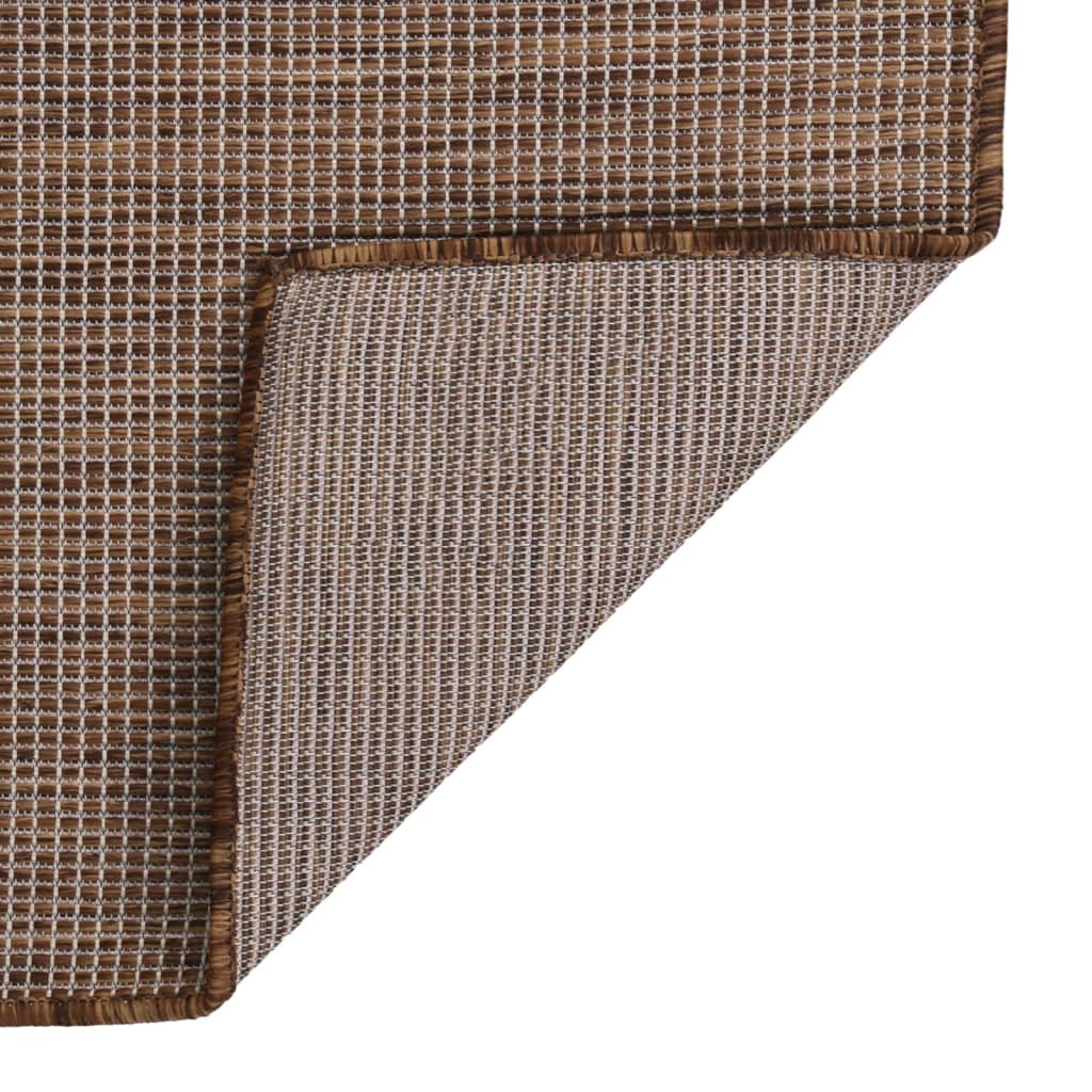 Utendørs flatvevd teppe 120x170 cm brun