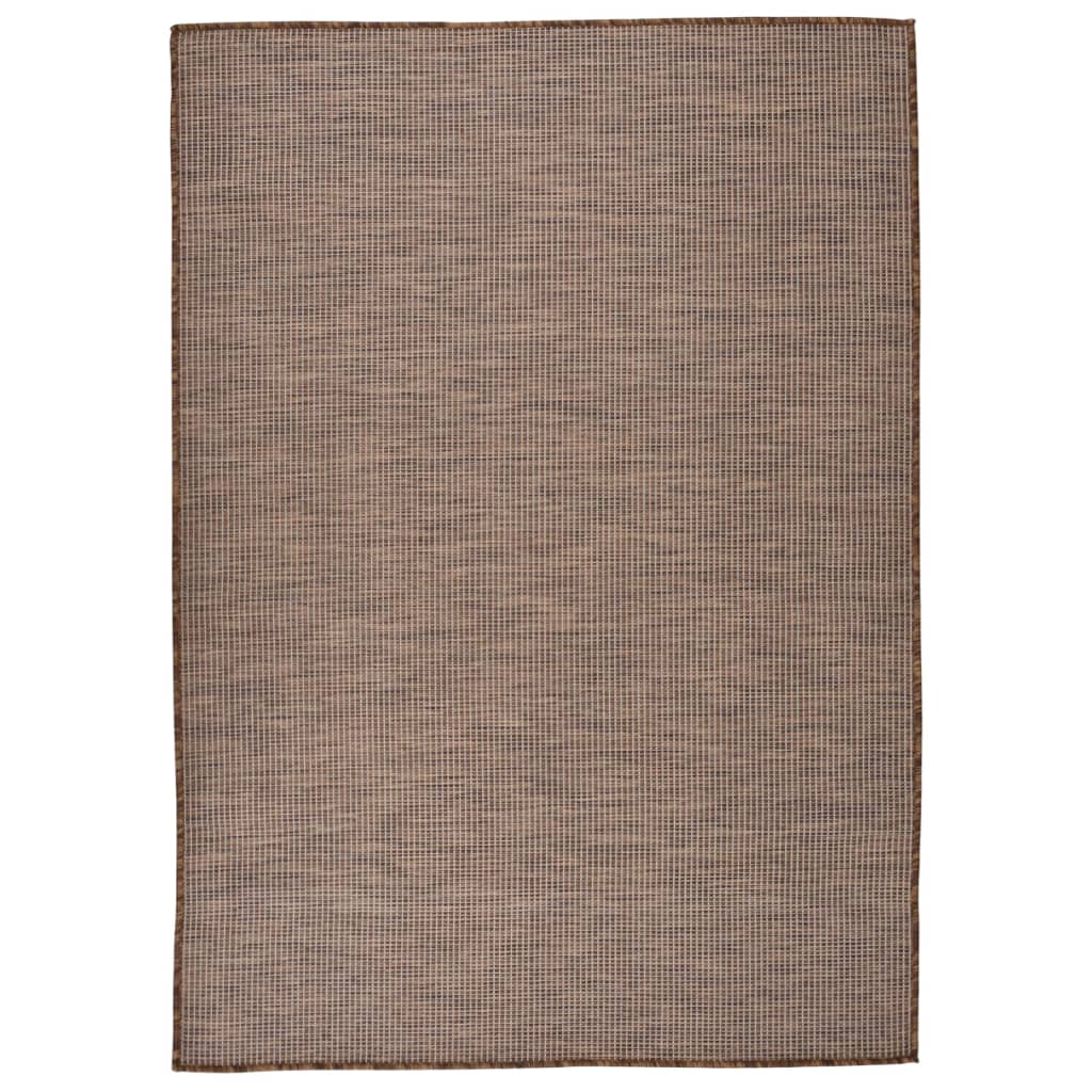 Utendørs flatvevd teppe 140x200 cm brun