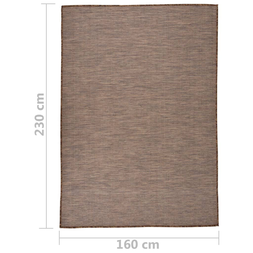 Utendørs flatvevd teppe 160x230 cm brun