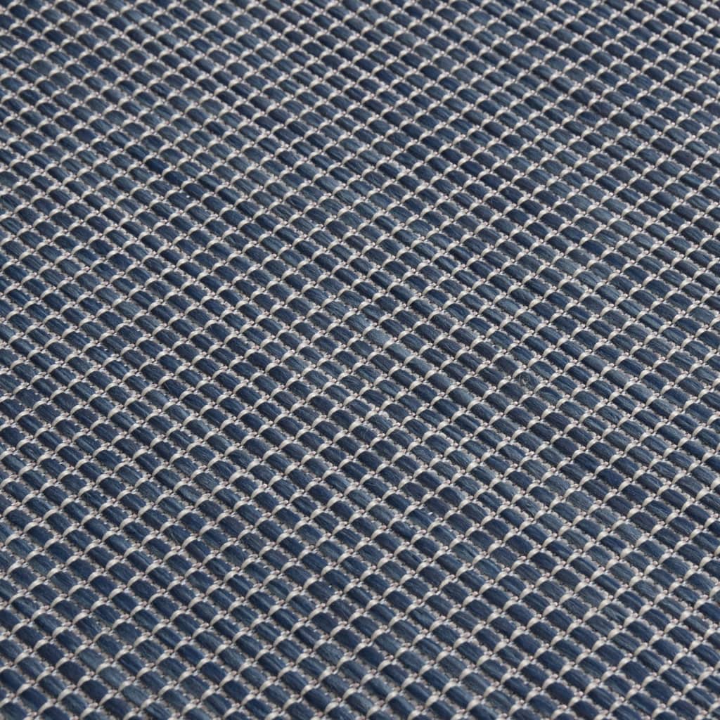 Utendørs flatvevd teppe 80x150 cm blå
