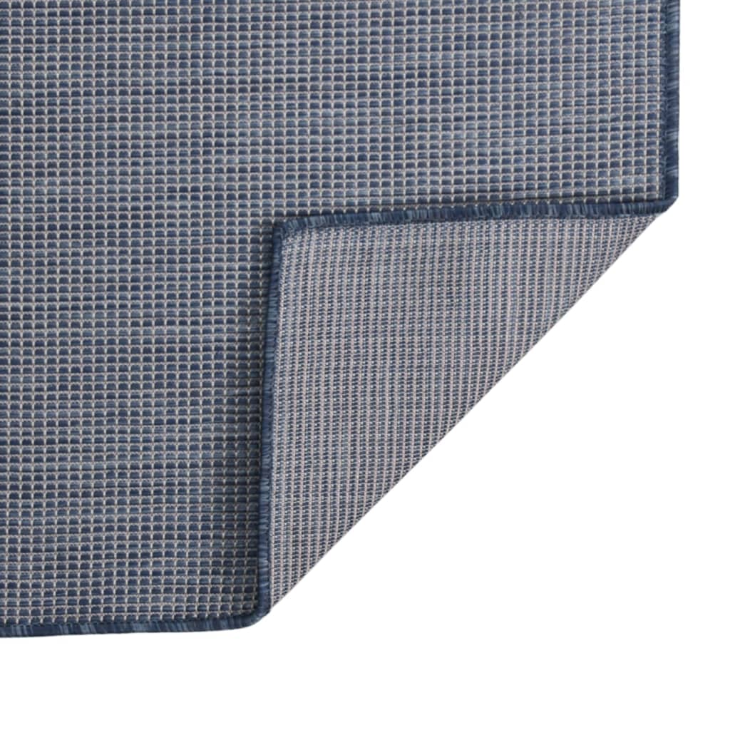 Utendørs flatvevd teppe 80x250 cm blå