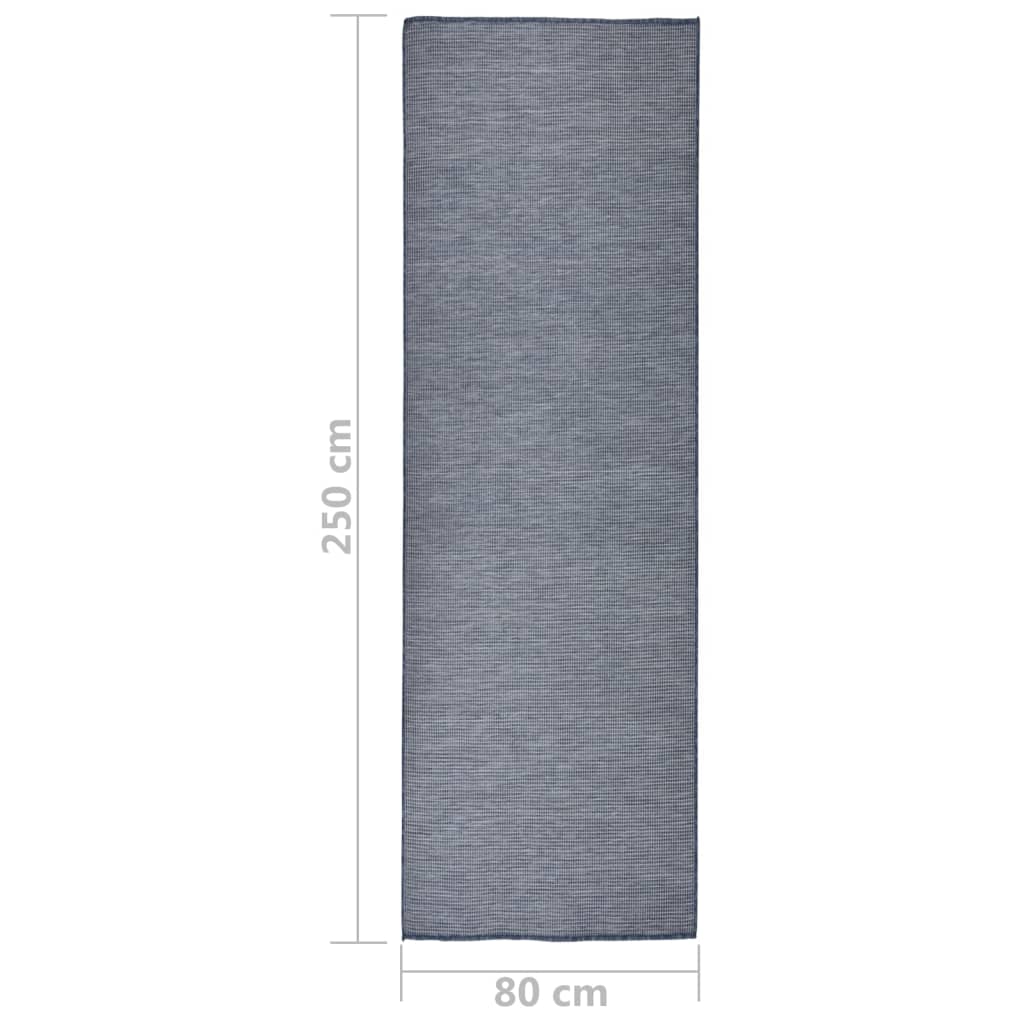 Utendørs flatvevd teppe 80x250 cm blå