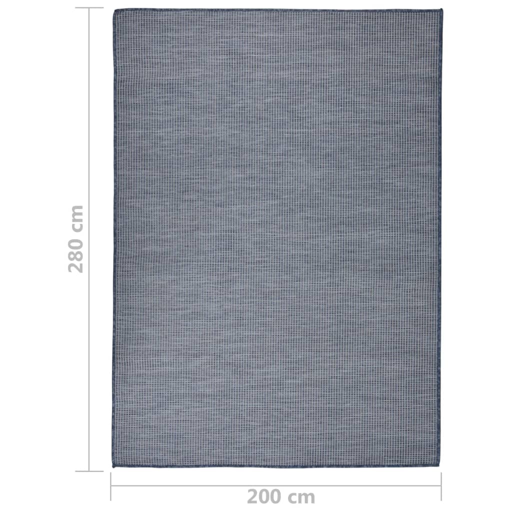 Utendørs flatvevd teppe 200x280 cm blå