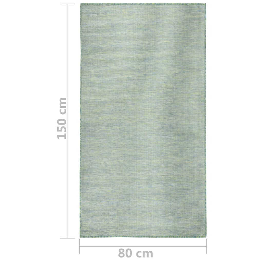 Utendørs flatvevd teppe 80x150 cm turkis