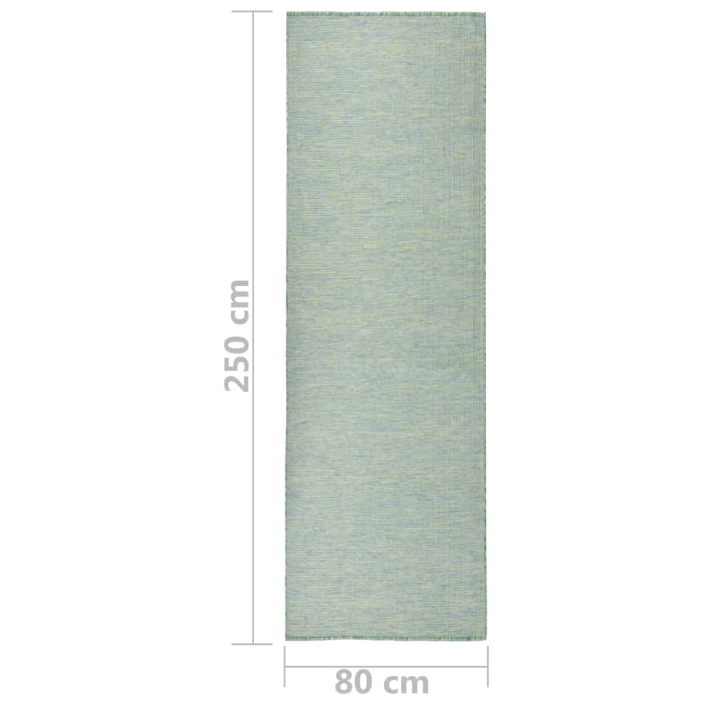 Utendørs flatvevd teppe 80x250 cm turkis