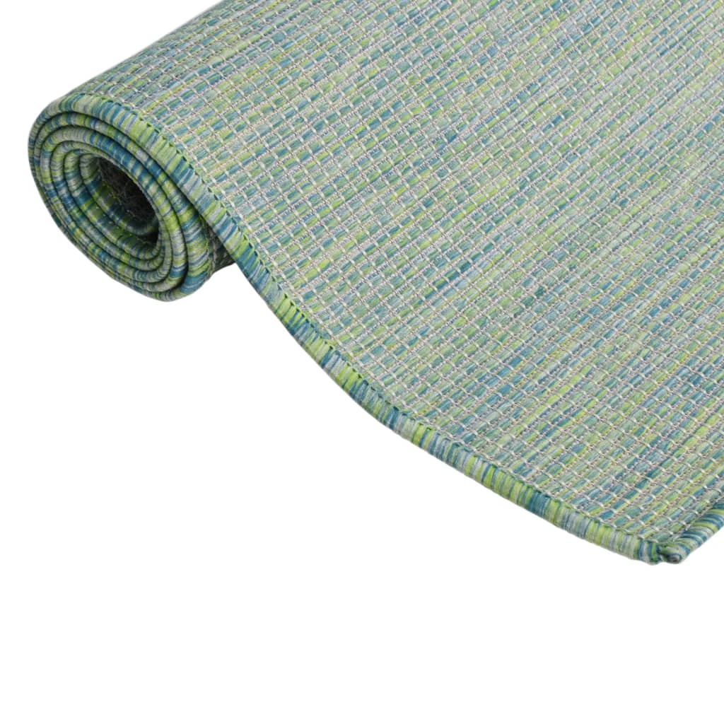 Utendørs flatvevd teppe 140x200 cm turkis