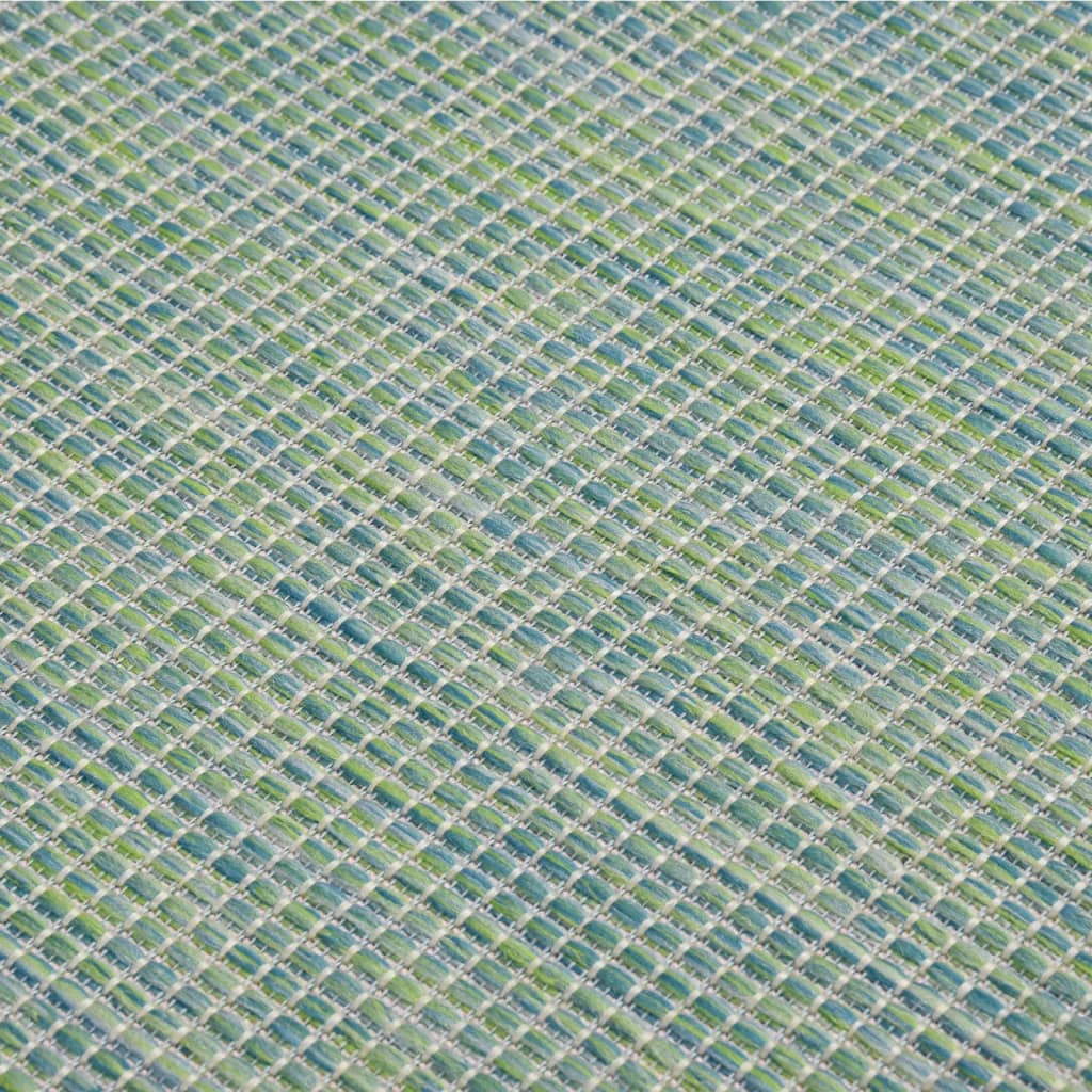 Utendørs flatvevd teppe 140x200 cm turkis