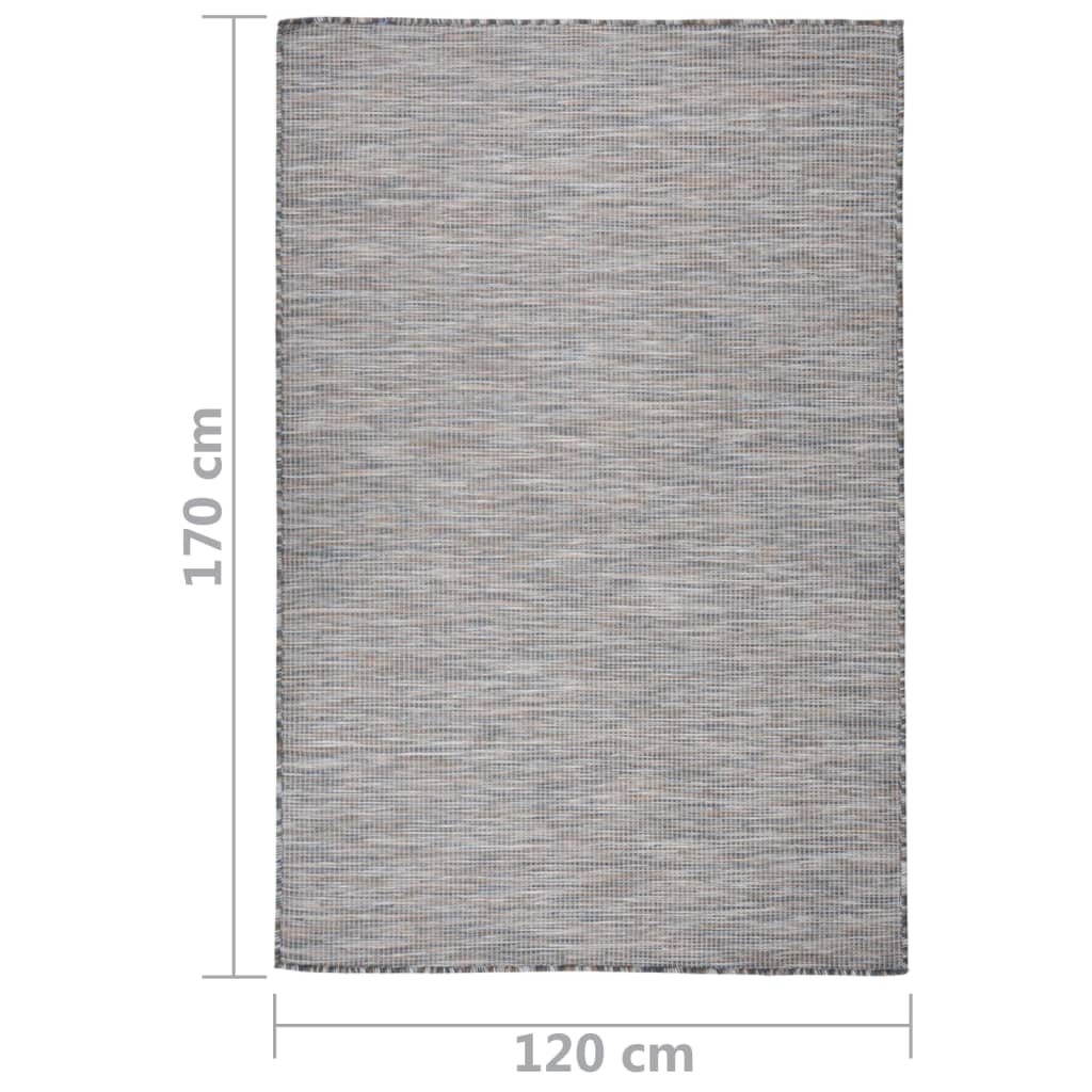 Utendørs flatvevd teppe 120x170 cm brun og blå