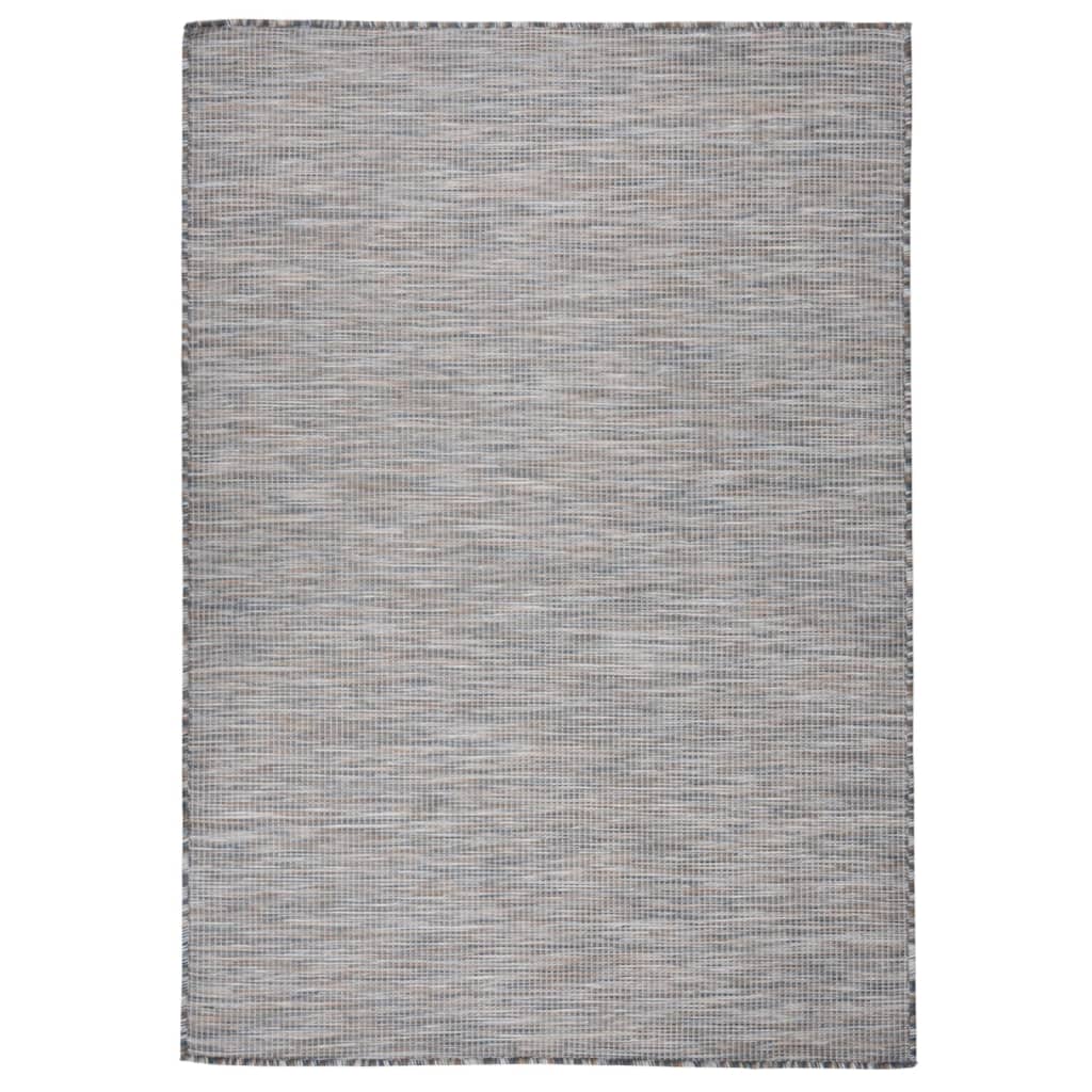 Utendørs flatvevd teppe 140x200 cm brun og blå