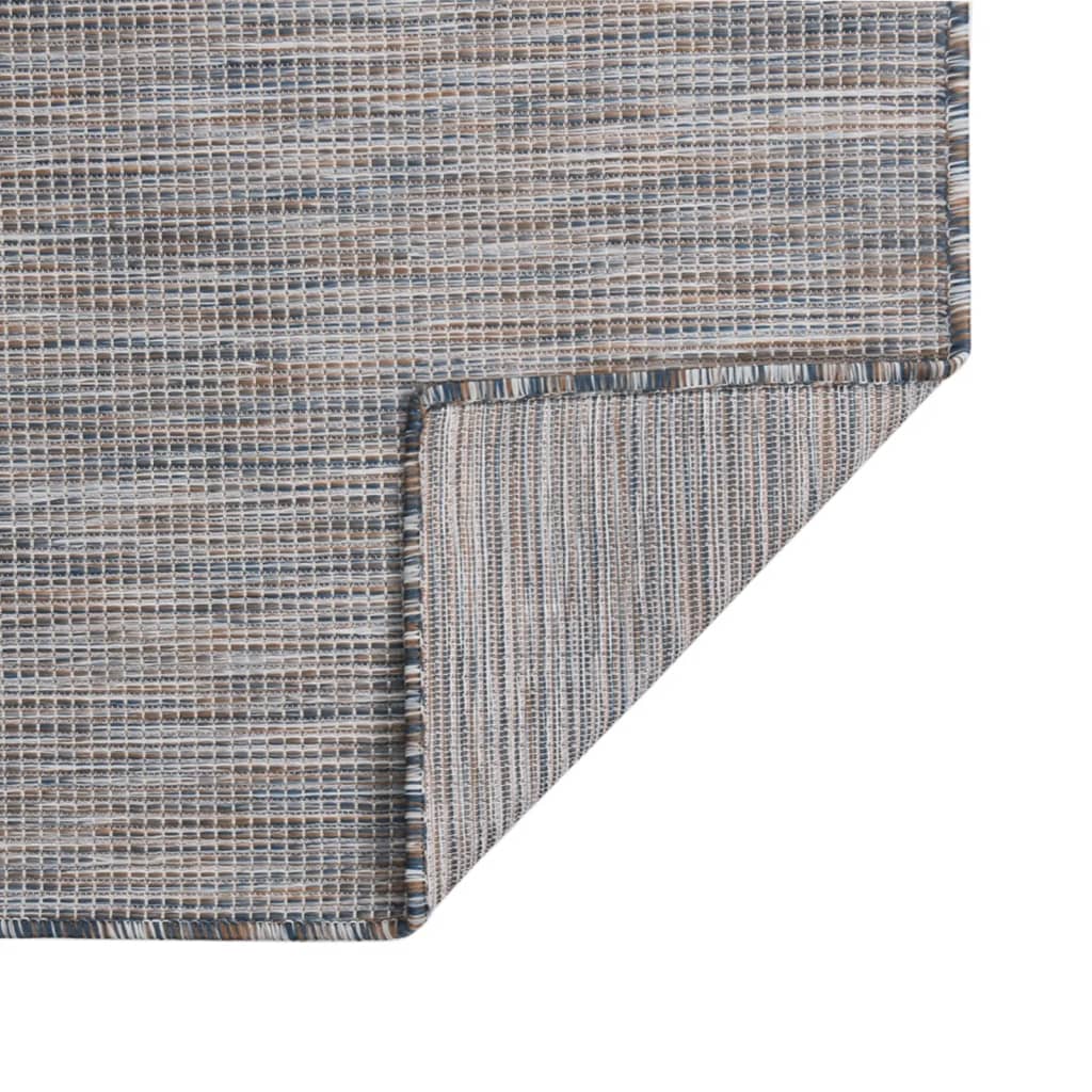 Utendørs flatvevd teppe 160x230 cm brun og blå