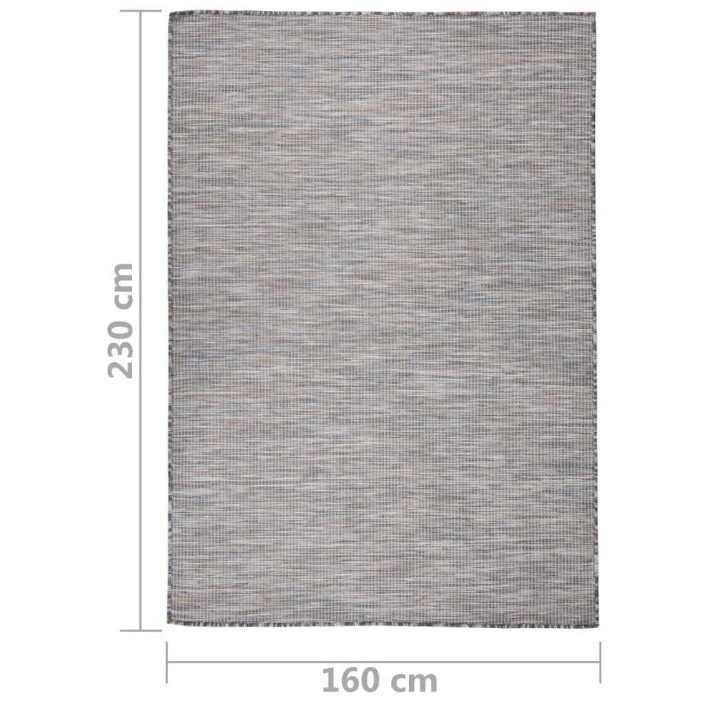 Utendørs flatvevd teppe 160x230 cm brun og blå