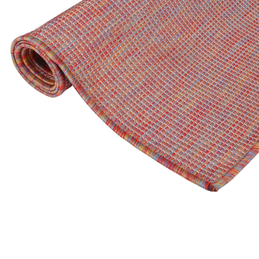 Utendørs flatvevd teppe 80x150 cm rød