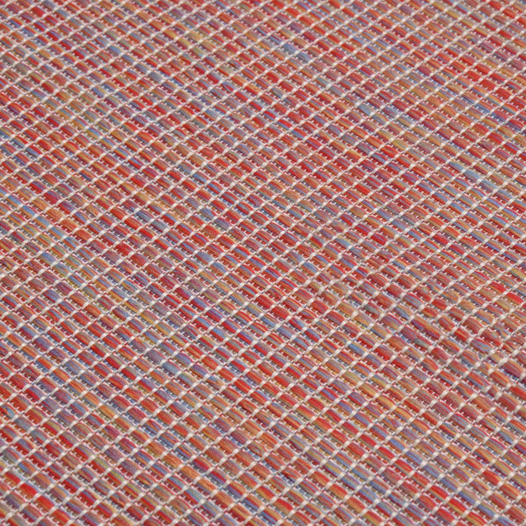 Utendørs flatvevd teppe 200x280 cm rød
