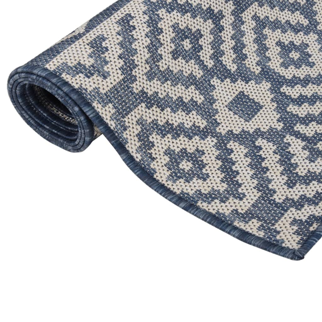 Utendørs flatvevd teppe 80x150 cm blå striper