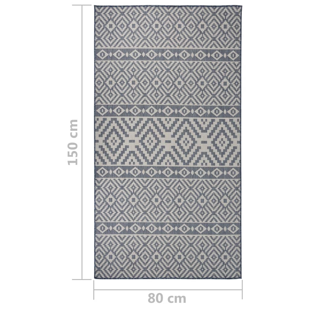 Utendørs flatvevd teppe 80x150 cm blå striper