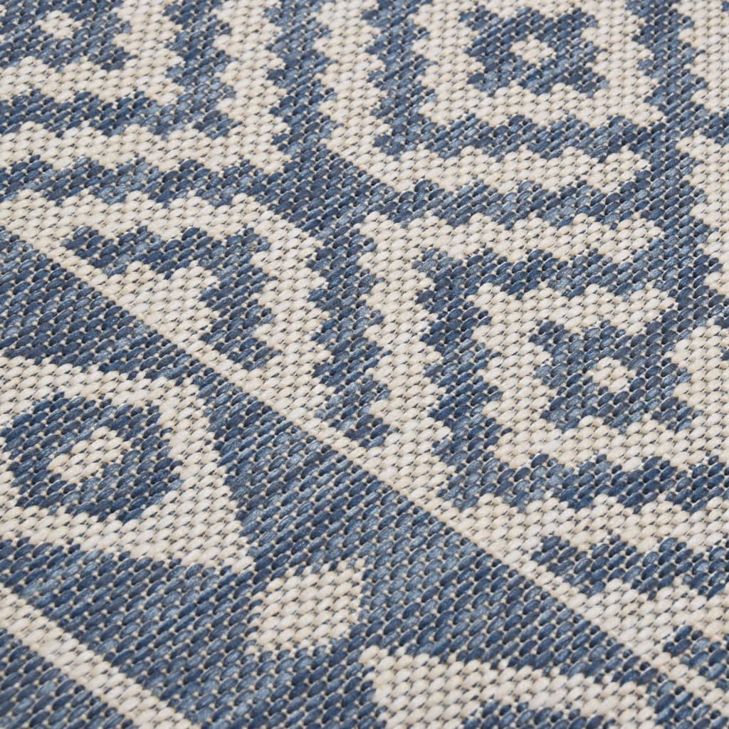 Utendørs flatvevd teppe 120x170 cm blå striper
