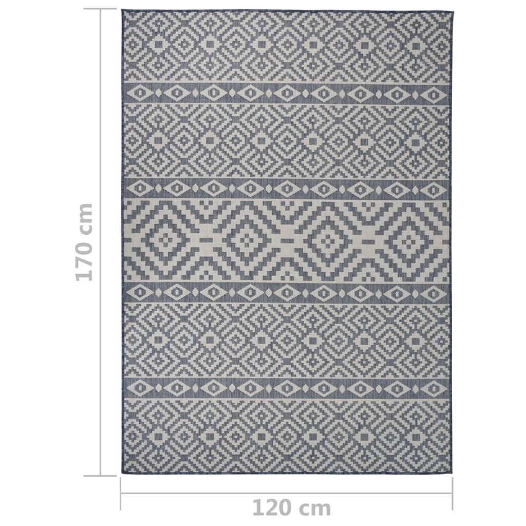 Utendørs flatvevd teppe 120x170 cm blå striper