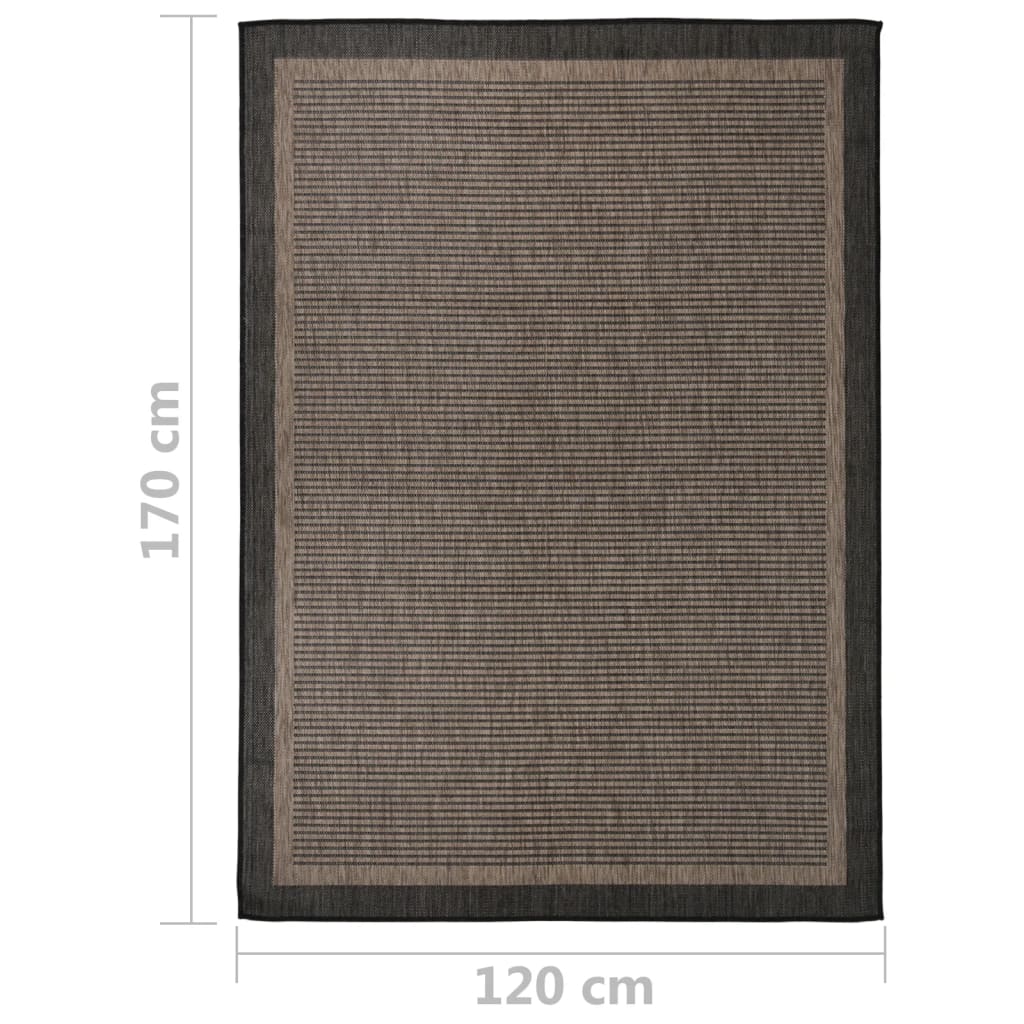Utendørs flatvevd teppe 120x170 cm mørkebrun