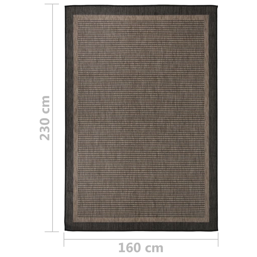 Utendørs flatvevd teppe 160x230 cm mørkebrun