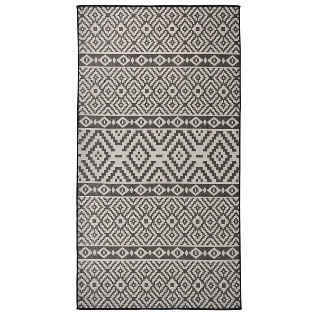 Utendørs flatvevd teppe 80x150 cm svart striper