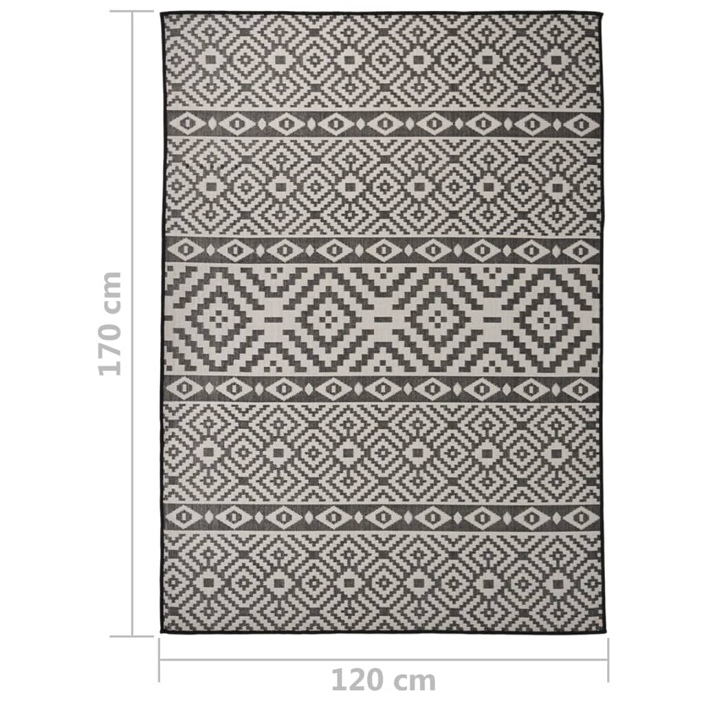 Utendørs flatvevd teppe 120x170 cm svart striper