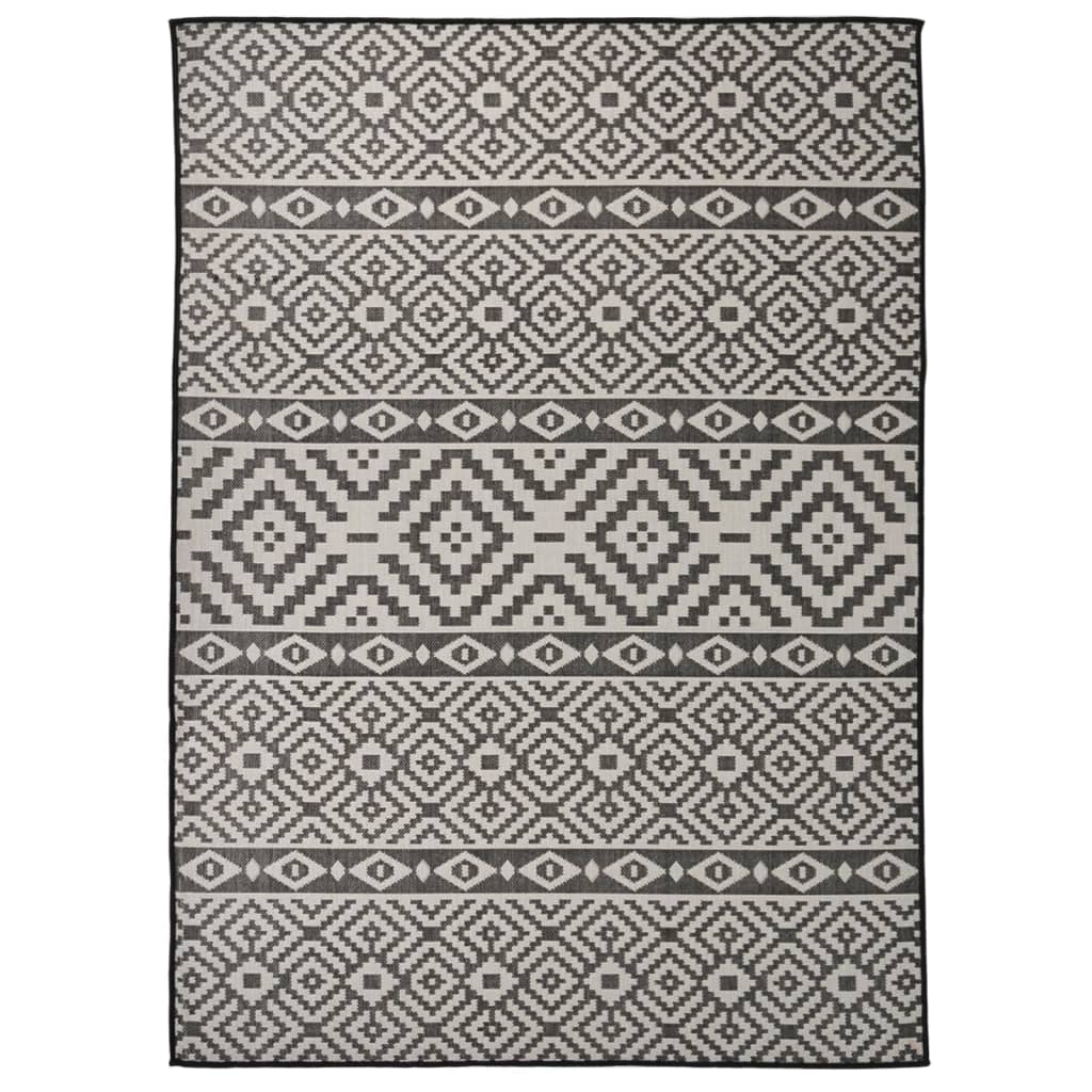 Utendørs flatvevd teppe 200x280 cm svart striper