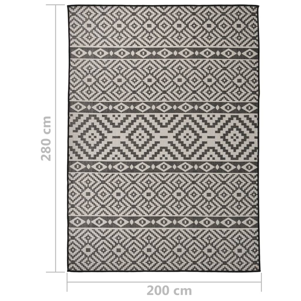 Utendørs flatvevd teppe 200x280 cm svart striper