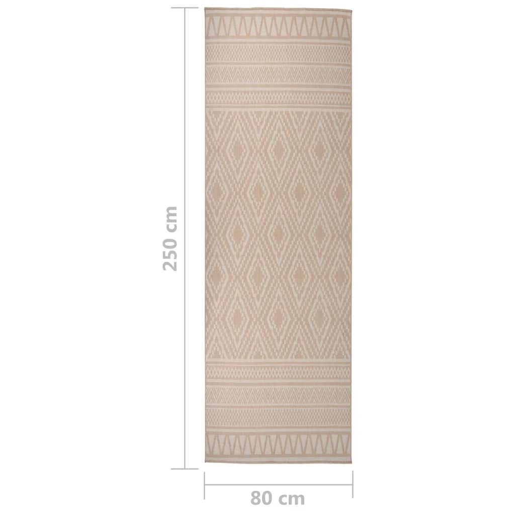 Utendørs flatvevd teppe 80x250 cm brun striper